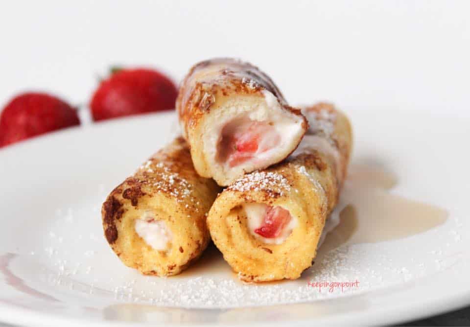 Strawberries and Cream Cheese French Toast Roll Ups Weight Watchers Freestyle 2