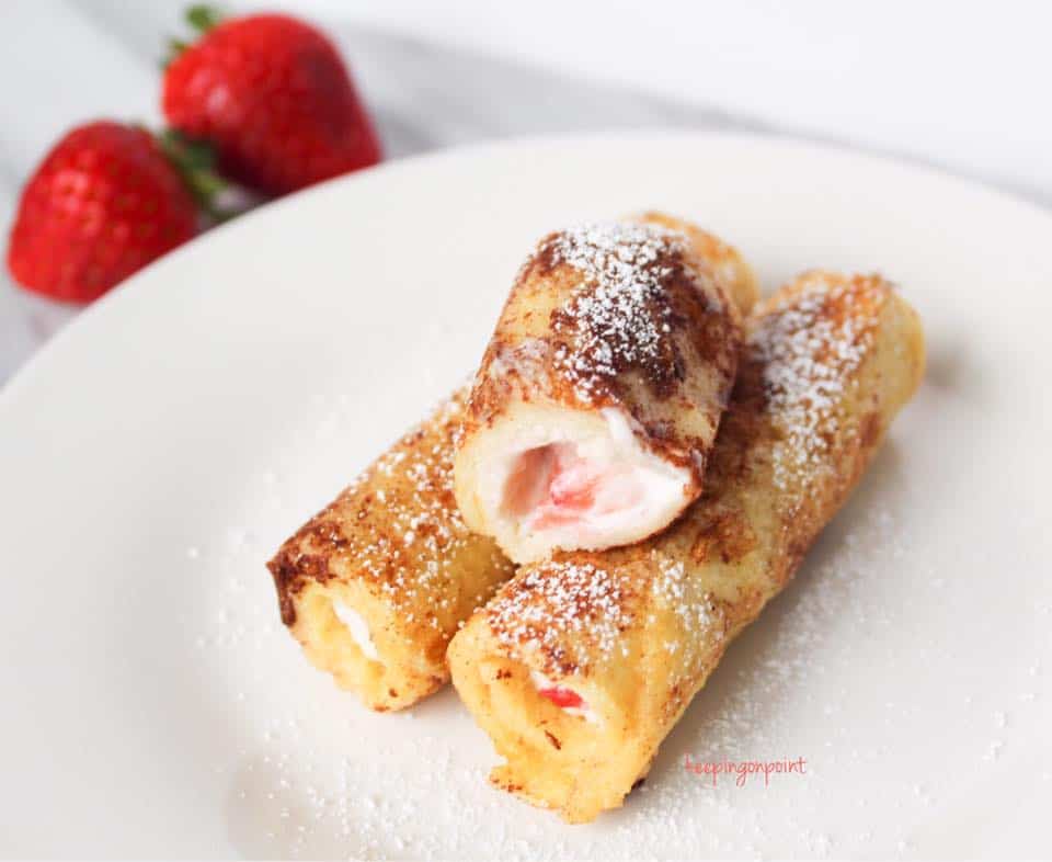 Strawberries and Cream Cheese French Toast Roll Ups Weight Watchers Freestyle 3