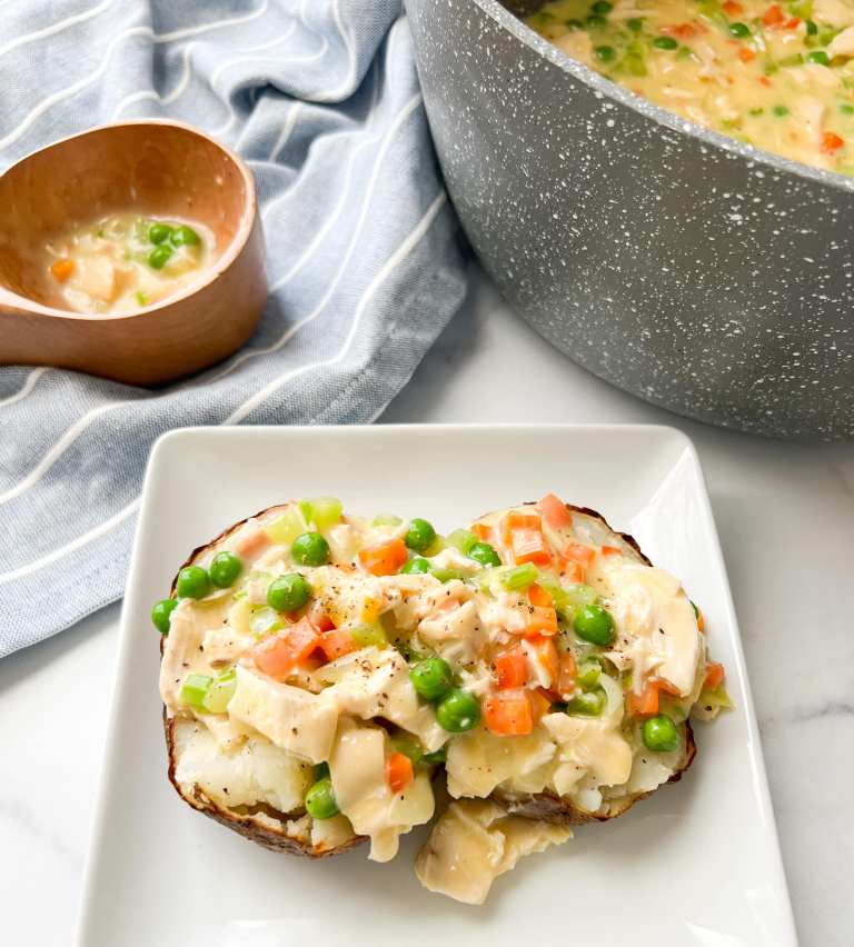 Chicken Pot Pie Baked Potatoes