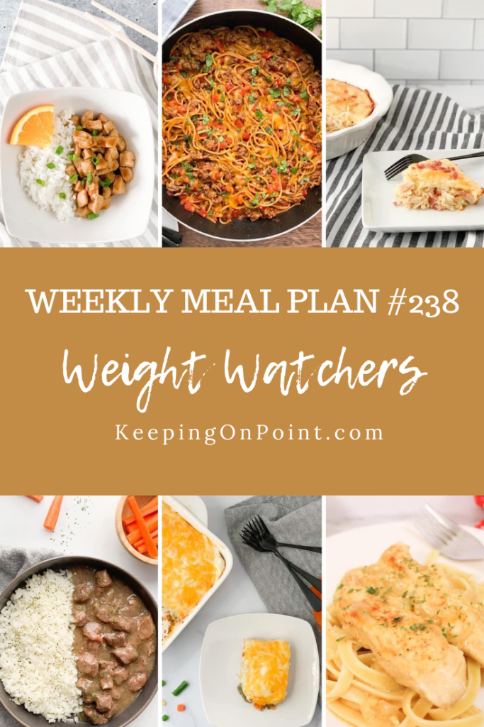 Weekly Meal Plan 238 WW Weight Watchers Freestyle